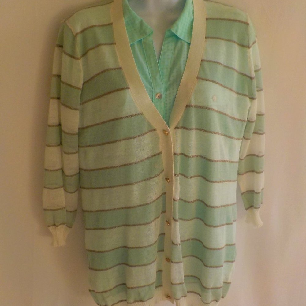 Aqua 2 pc Cardigan and Blouse